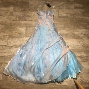 Sky Blue Pink Prom Gown